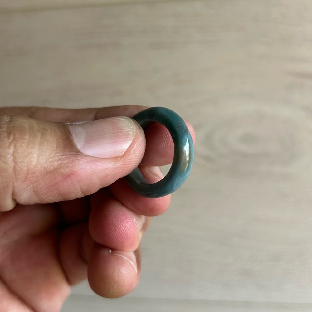 Moss Agate Stone Ring Size 6.5